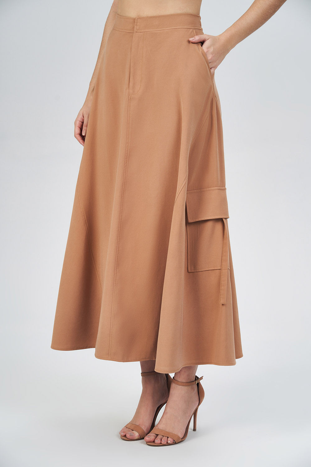 Saia Sarja Maxi Cargo Feminina Acostamento Siena