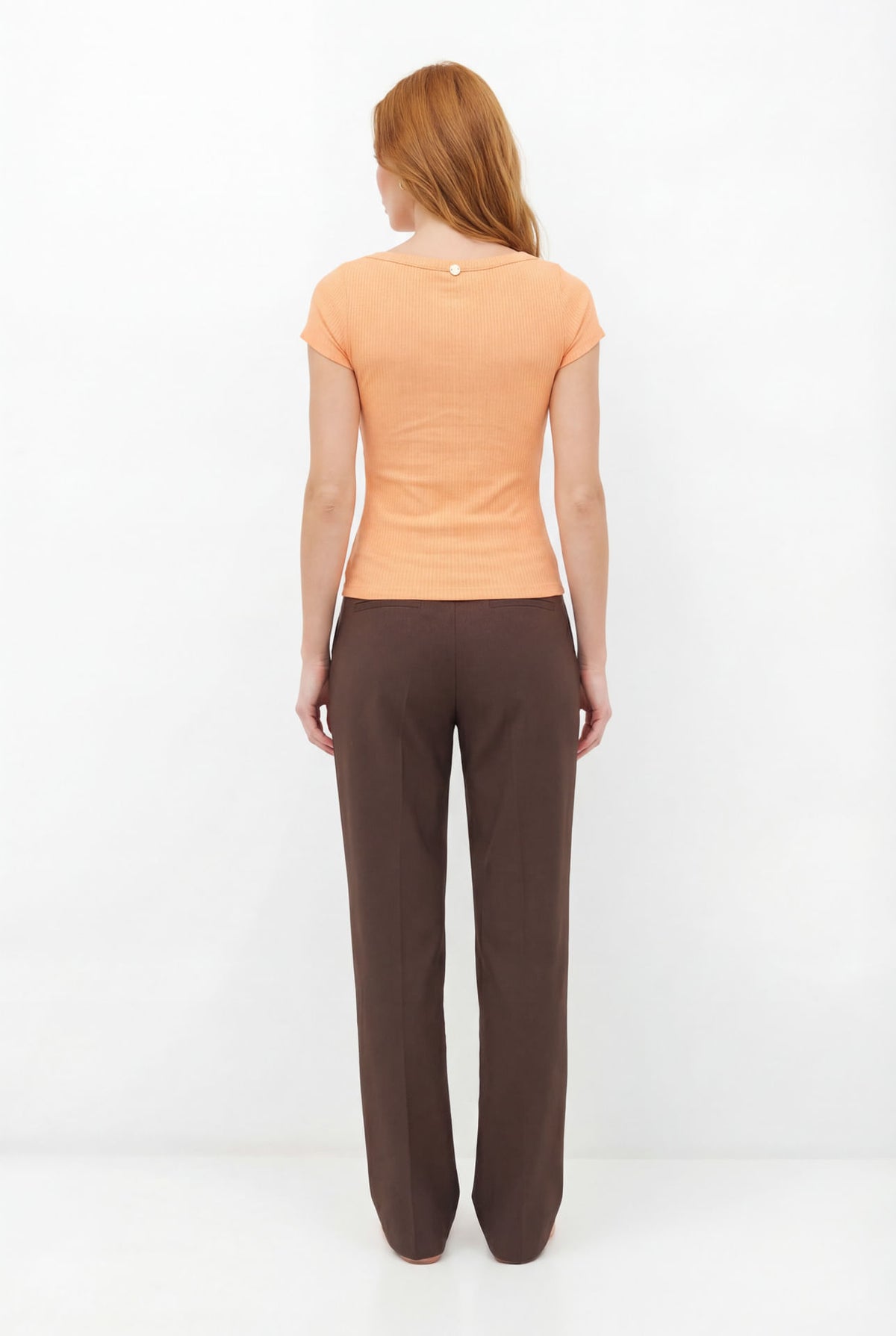 Blusa Canelada Gola Canoa ACT Feminina Spice Orange