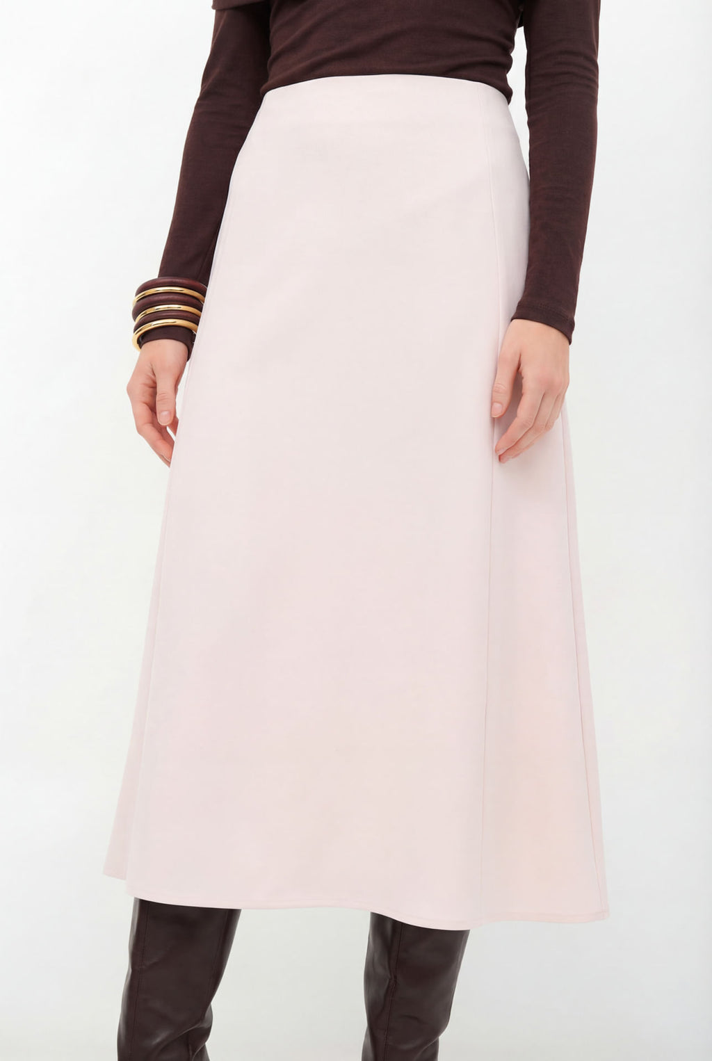 Saia Midi Reta Básica ACT Feminina Dusty Pink
