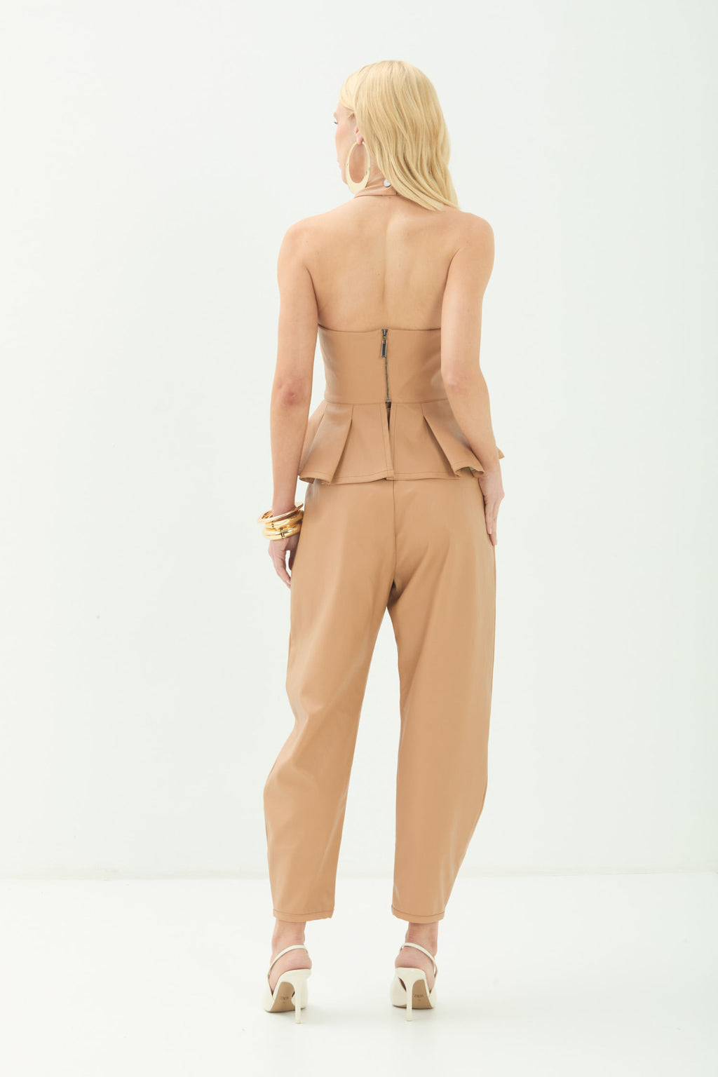 Blusa PU Peplum Elegante ACT Feminina Fendi