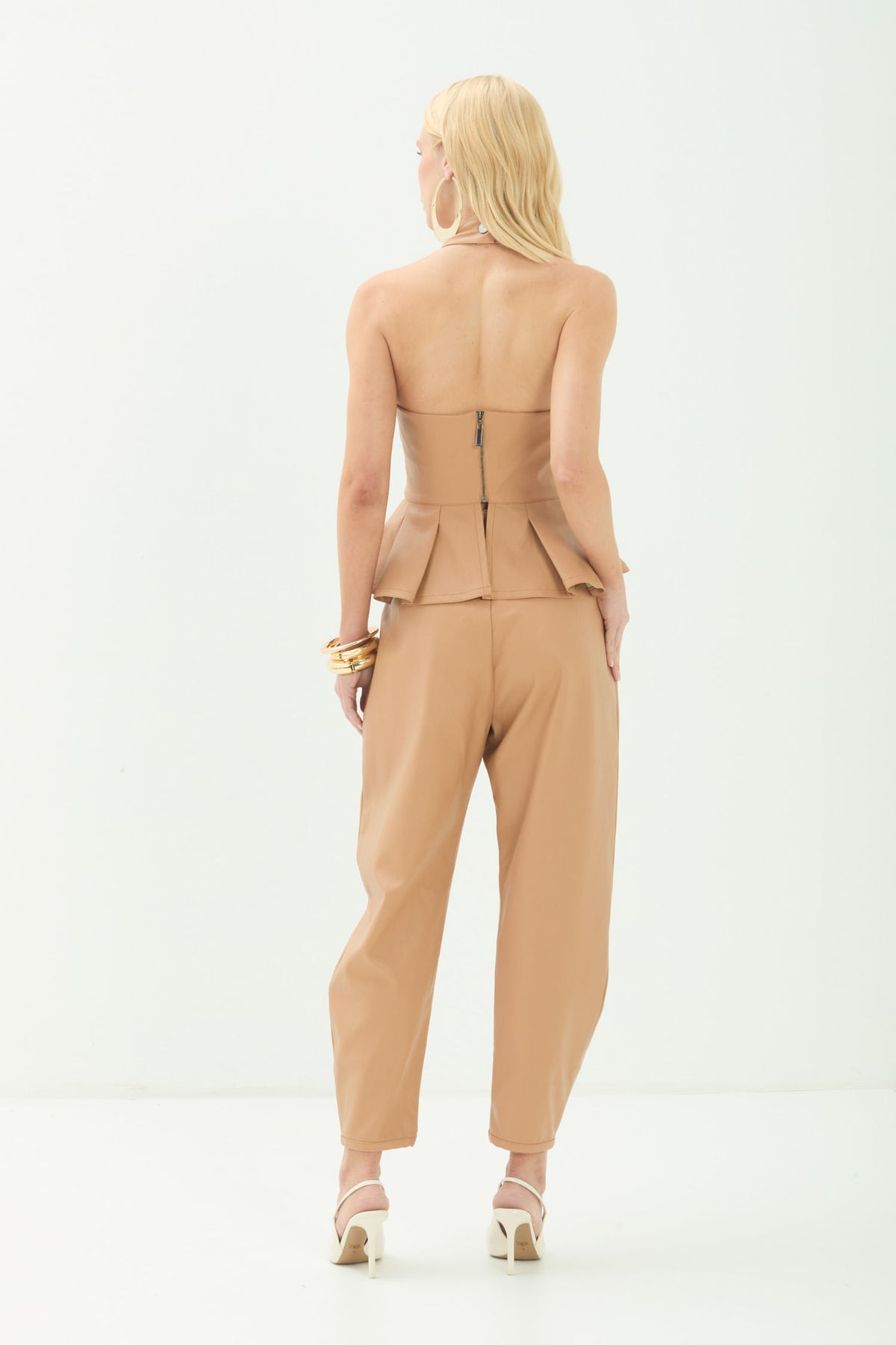 Blusa PU Peplum Elegante ACT Feminina Fendi