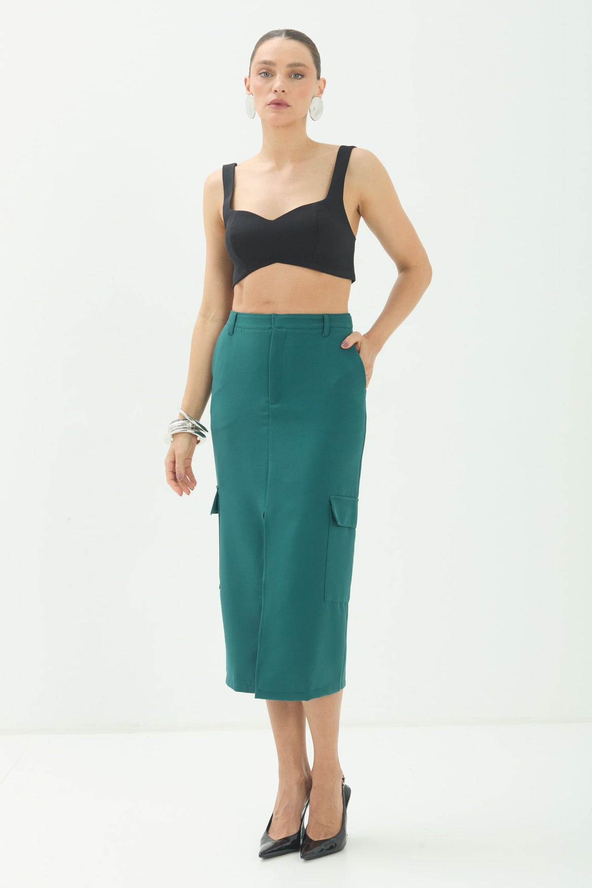 Top Básico Casual Feminino Acostamento Preto