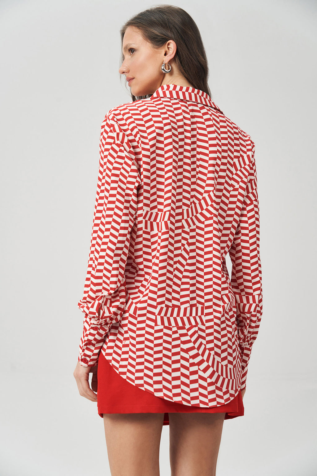 Camisa Long Feminina Acostamento Red Mosaic