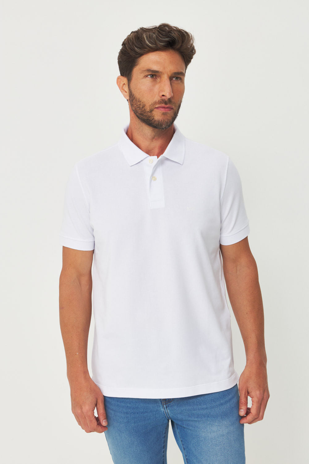 Polo Básica Touch Local Masculina Acostamento Branco