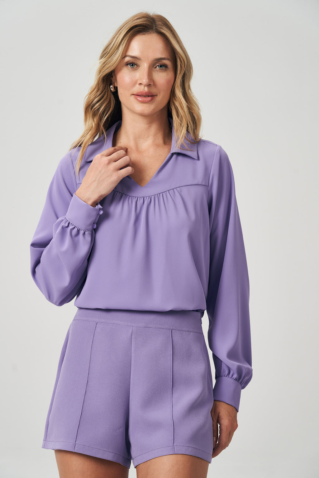 Blusa com Gola Feminina Acostamento Passion Purple