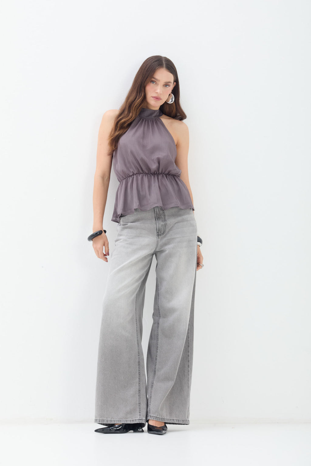 Blusa Frente Única Drapeada ACT Feminina Light Silver