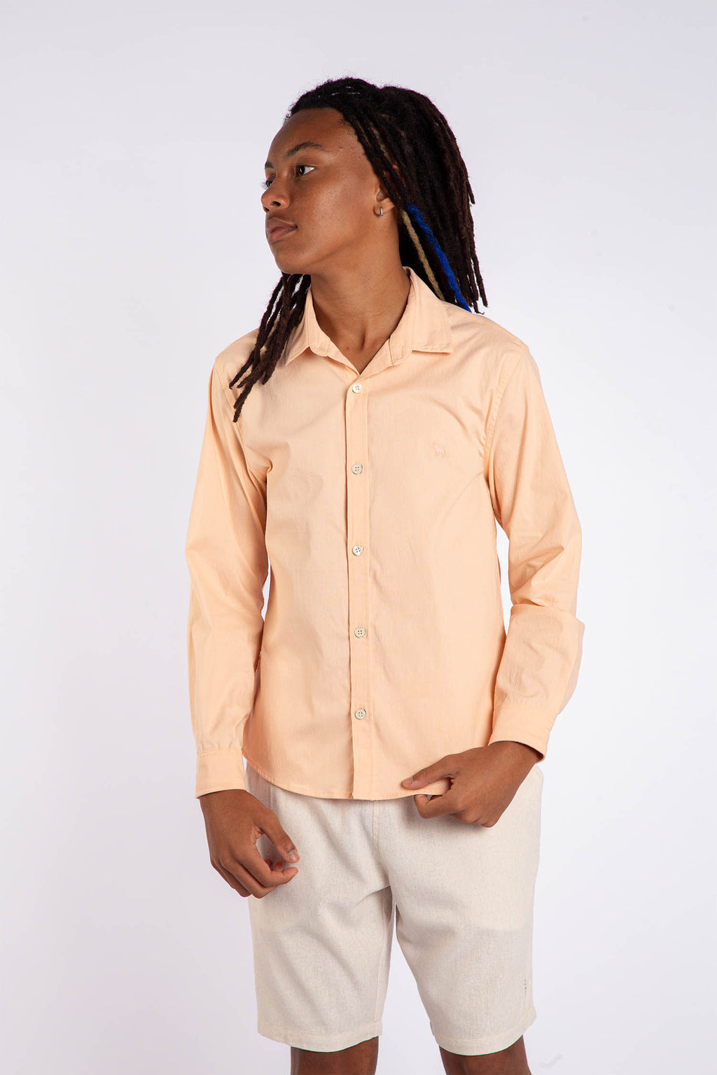 Camisa Social Elastano Young Menino Acostamento Salmao