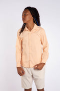 Camisa Social Elastano Young Menino Acostamento Salmao