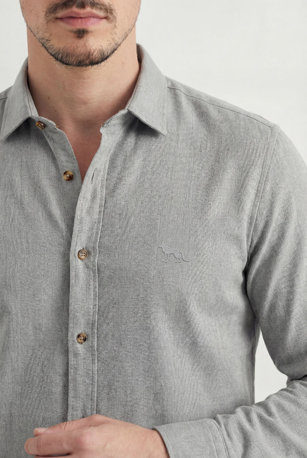 Camisa Casual Manga Longa Masculina Acostamento Areia