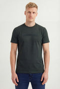 Camiseta Casual Logo Bordado Masculina Acostamento Verde Folhagem