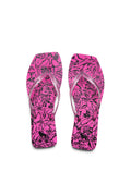 Chinelo Com Estampa Floral ACT Feminino Pop Pink C/ Preto