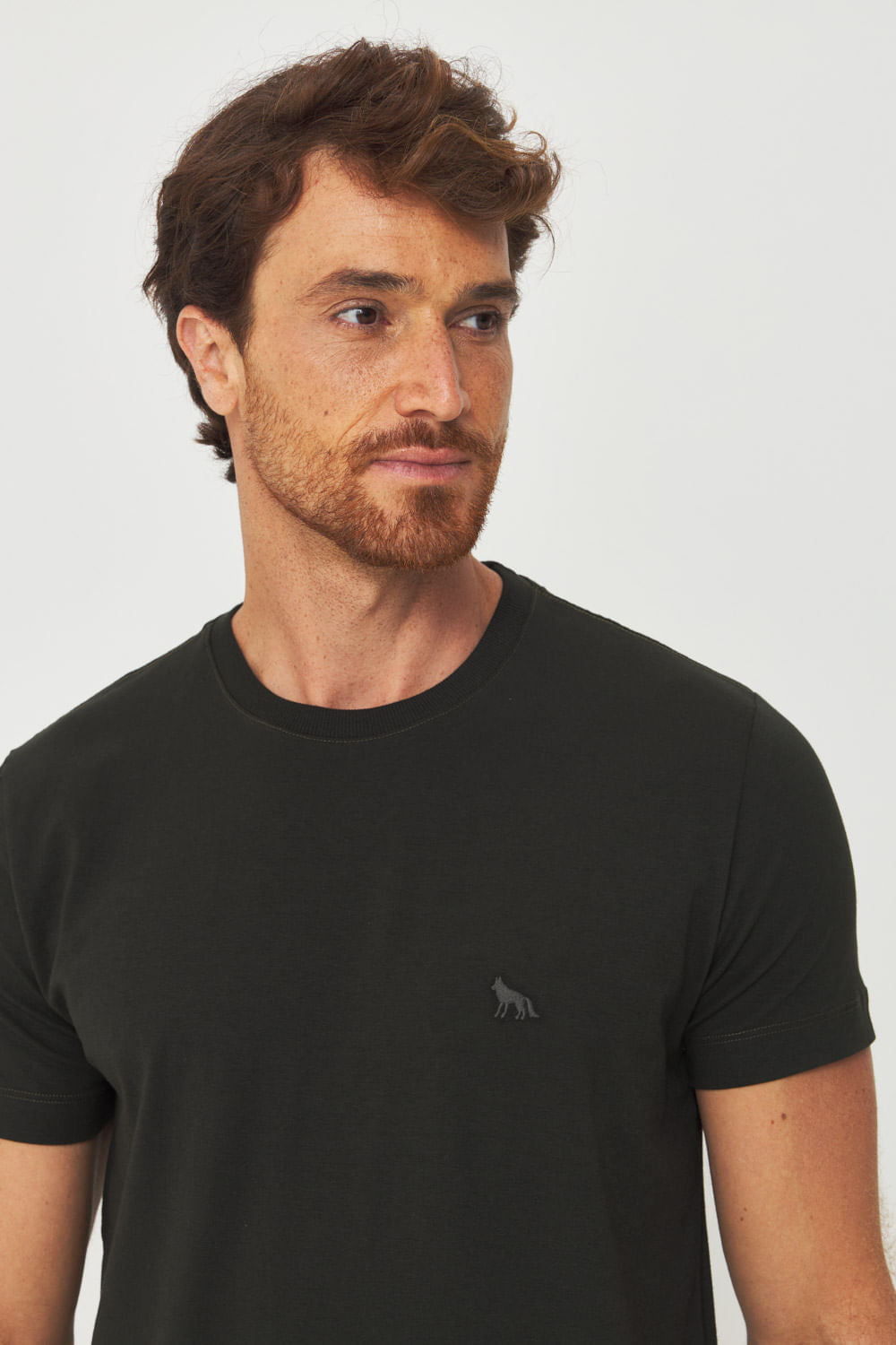 Camiseta Premium Lobo Bordado Masculina Acostamento Preto