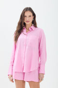 Camisa Casual Com Bolso ACT Feminina Pink Sunset