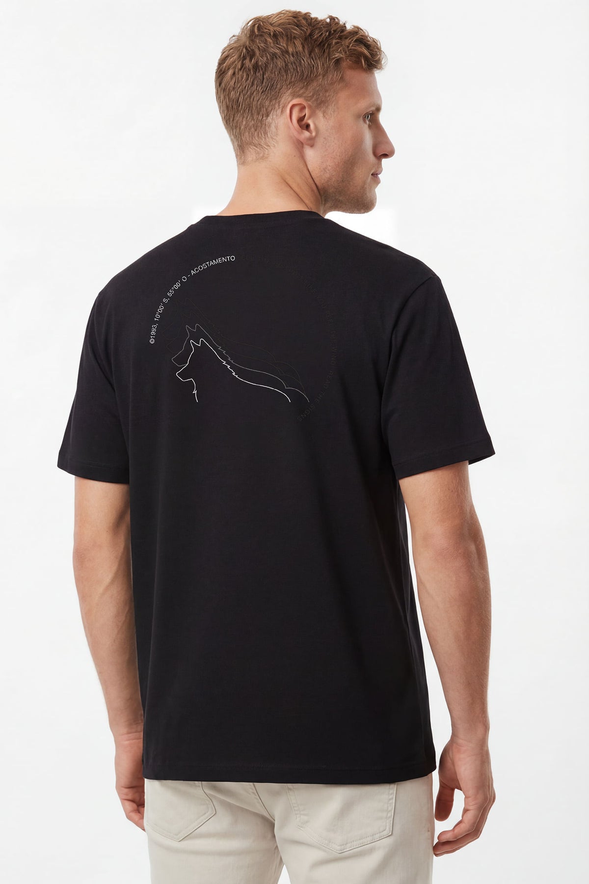 Camiseta Casual Minimalista Masculina Acostamento Preto