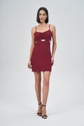 Vestido Curto Busto Drape Feminino Acostamento Berry