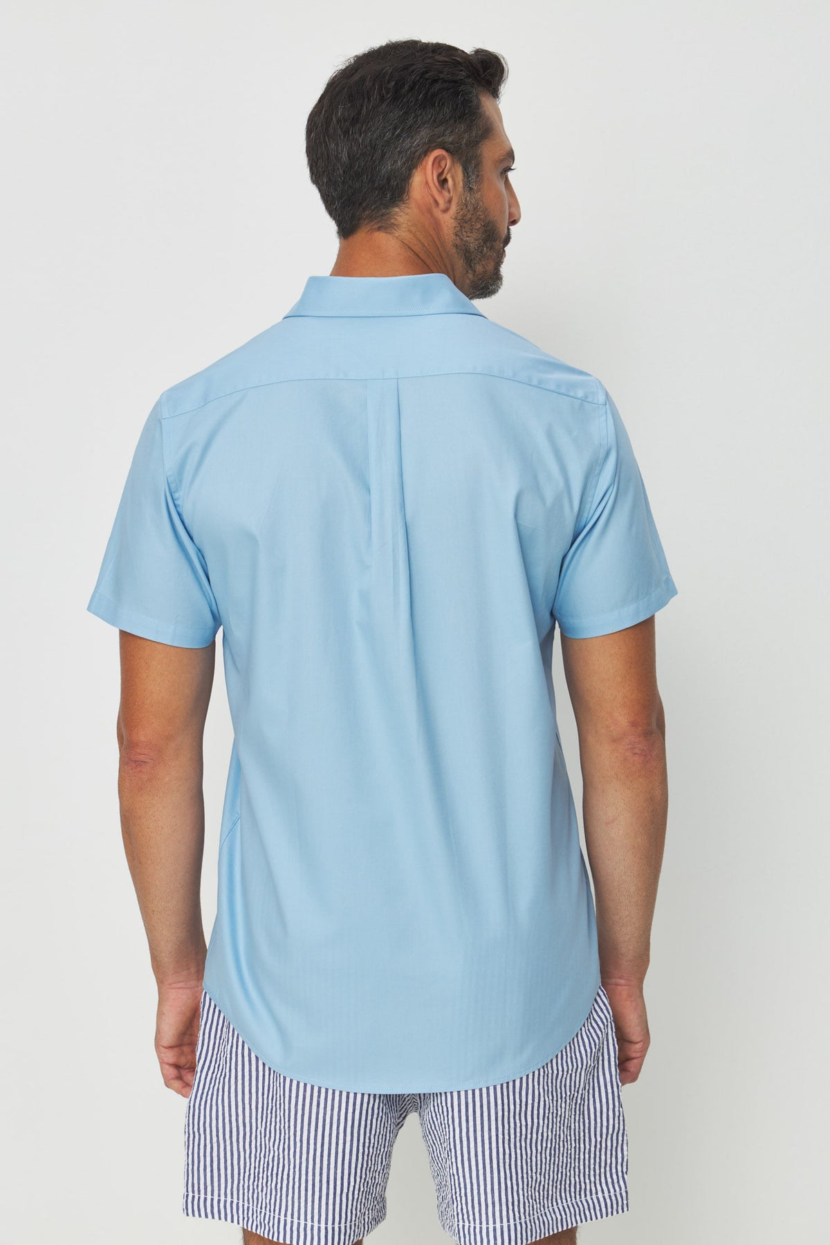 Camisa Manga Curta Cotton Masculina Acostamento Azul