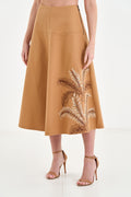 Saia Sarja Midi Bordada ACT Feminino Fendi