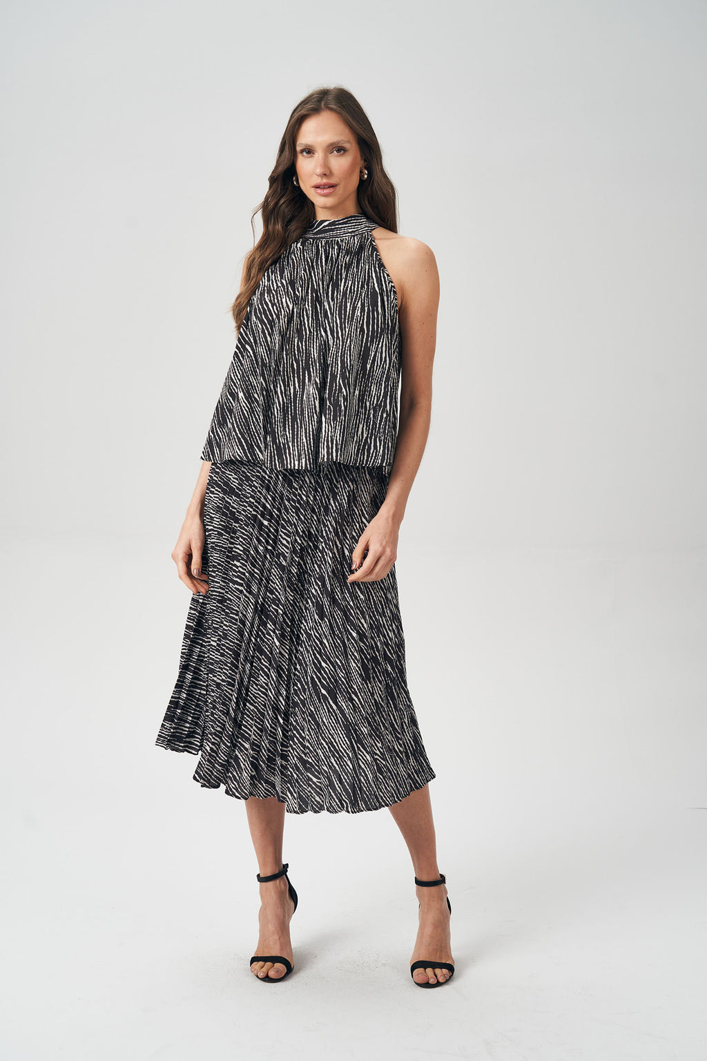 Saia Print Cós Elástico Feminina Acostamento Zebra Mini