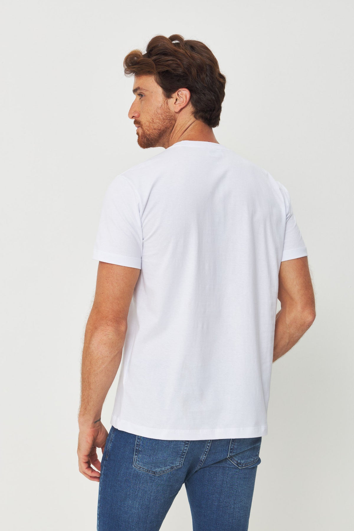 Camiseta Estampa Lobo Frontal Masculino Acostamento Branco C/ Estp Rosa Cha