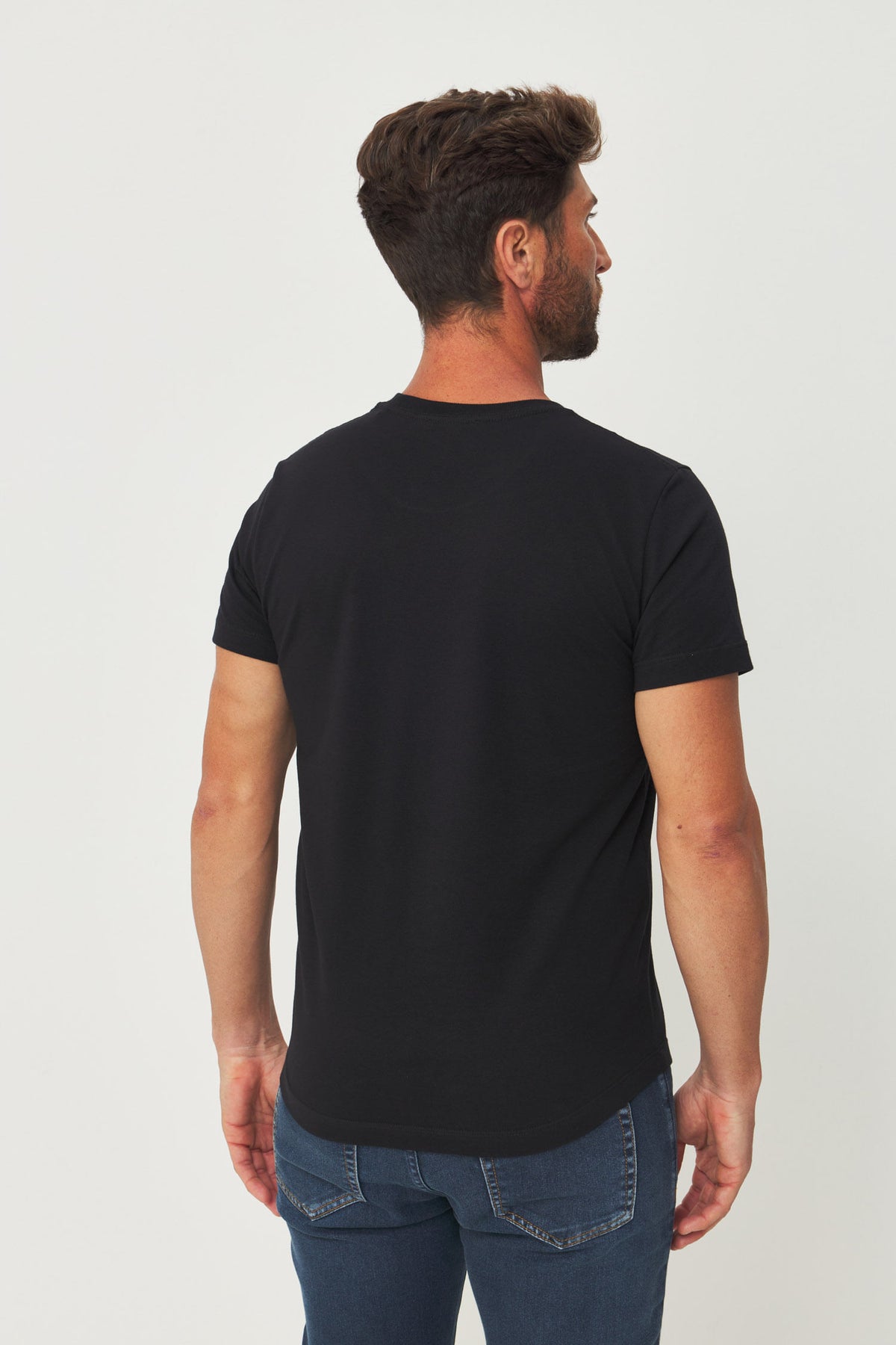 Camiseta Elastano Casual Minimal Masculina Acostamento Preto