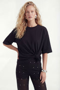 T-Shirt Com Nó Lateral ACT Feminina Preto