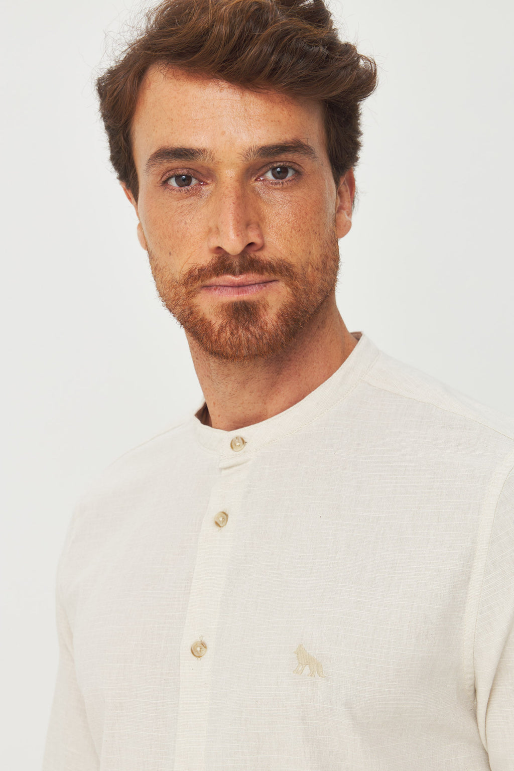 Camisa Manga Longa Gola Padre Masculina Acostamento Off White