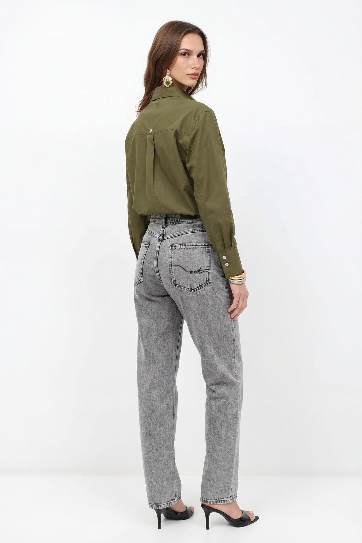 Camisa Social Moderna ACT Feminina Golden Olive