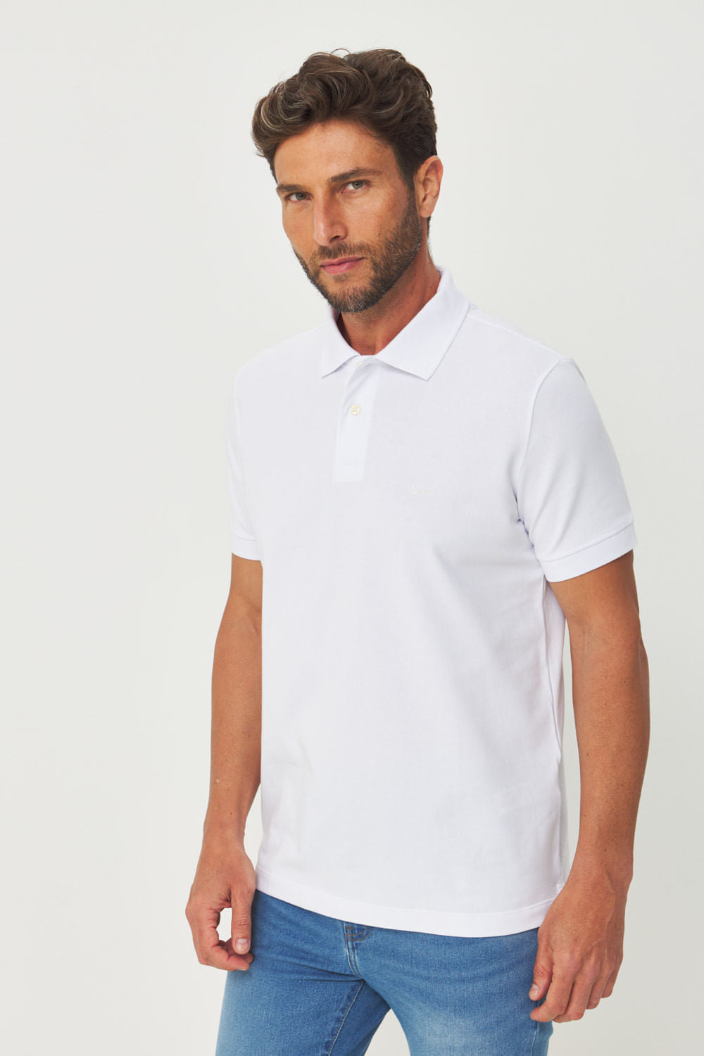 Polo Básica Touch Local Masculina Acostamento Branco