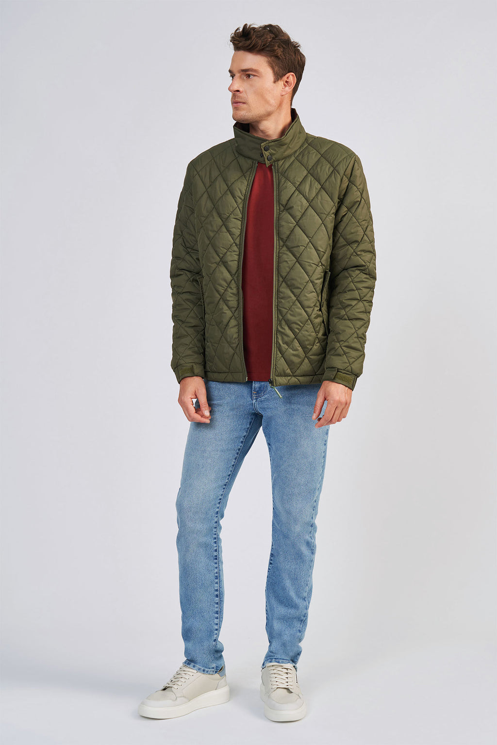 Jaqueta Básica Matelassê Masculina Acostamento Verde Musgo