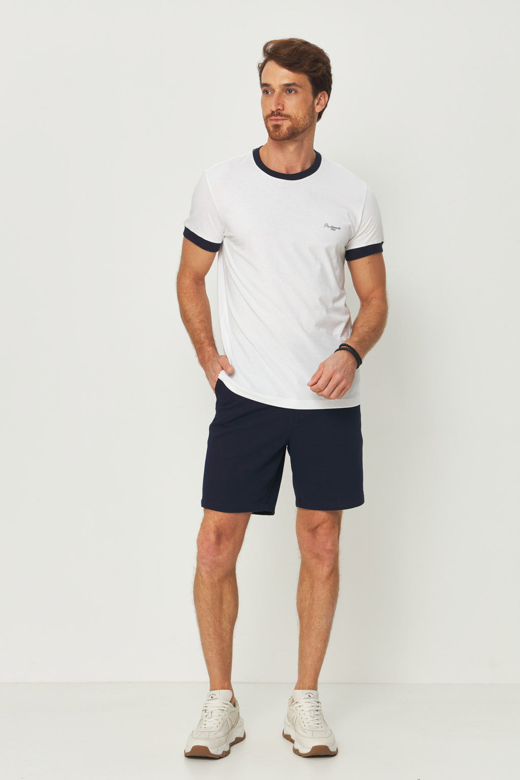 Bermuda Casual Malha Masculina Acostamento Marinho
