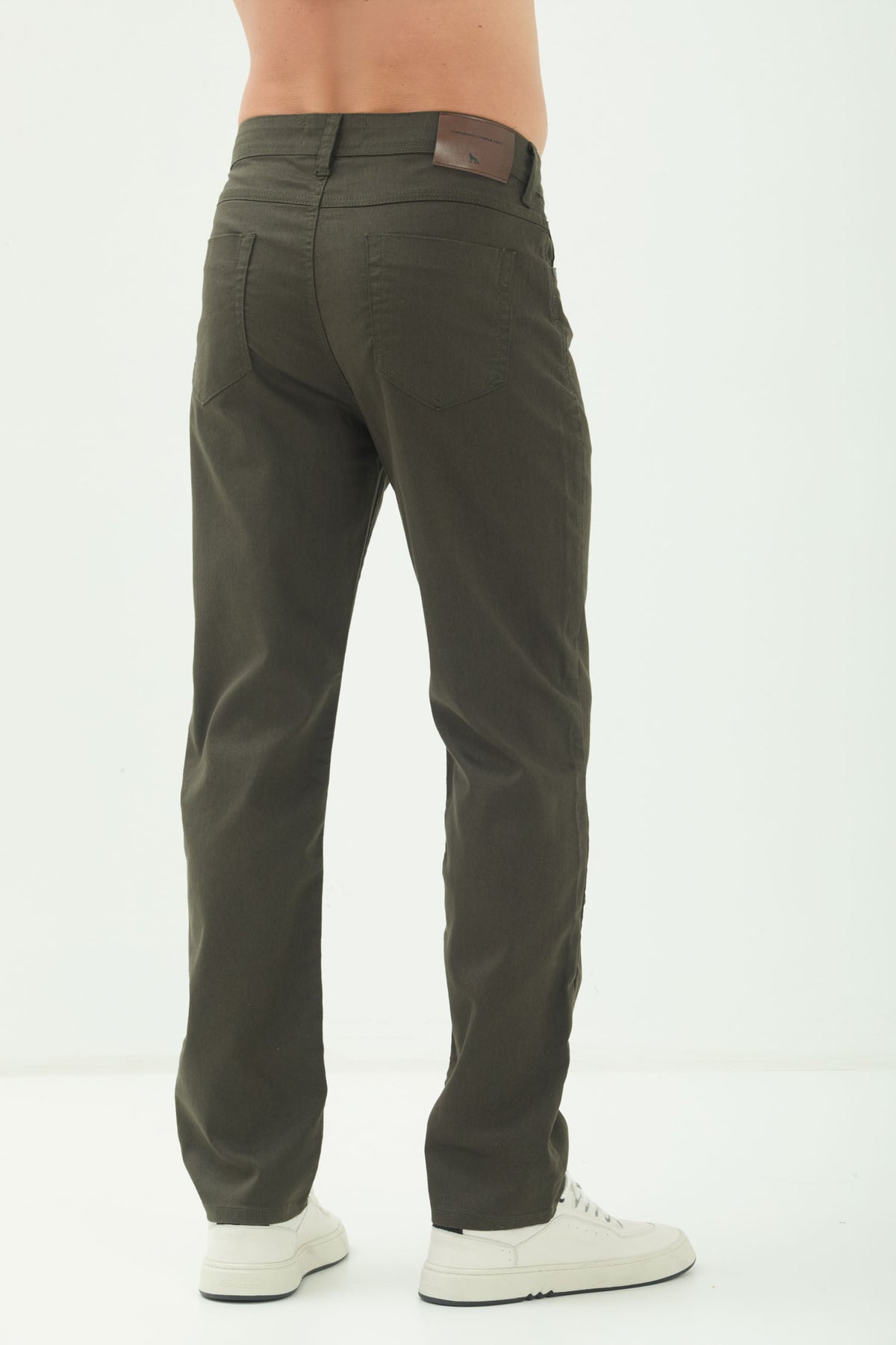 Calça Sarja Regular Scrivania Masculina Acostamento Verde Militar