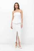 Vestido Midi Sem Alça Elegante ACT Feminino Off White