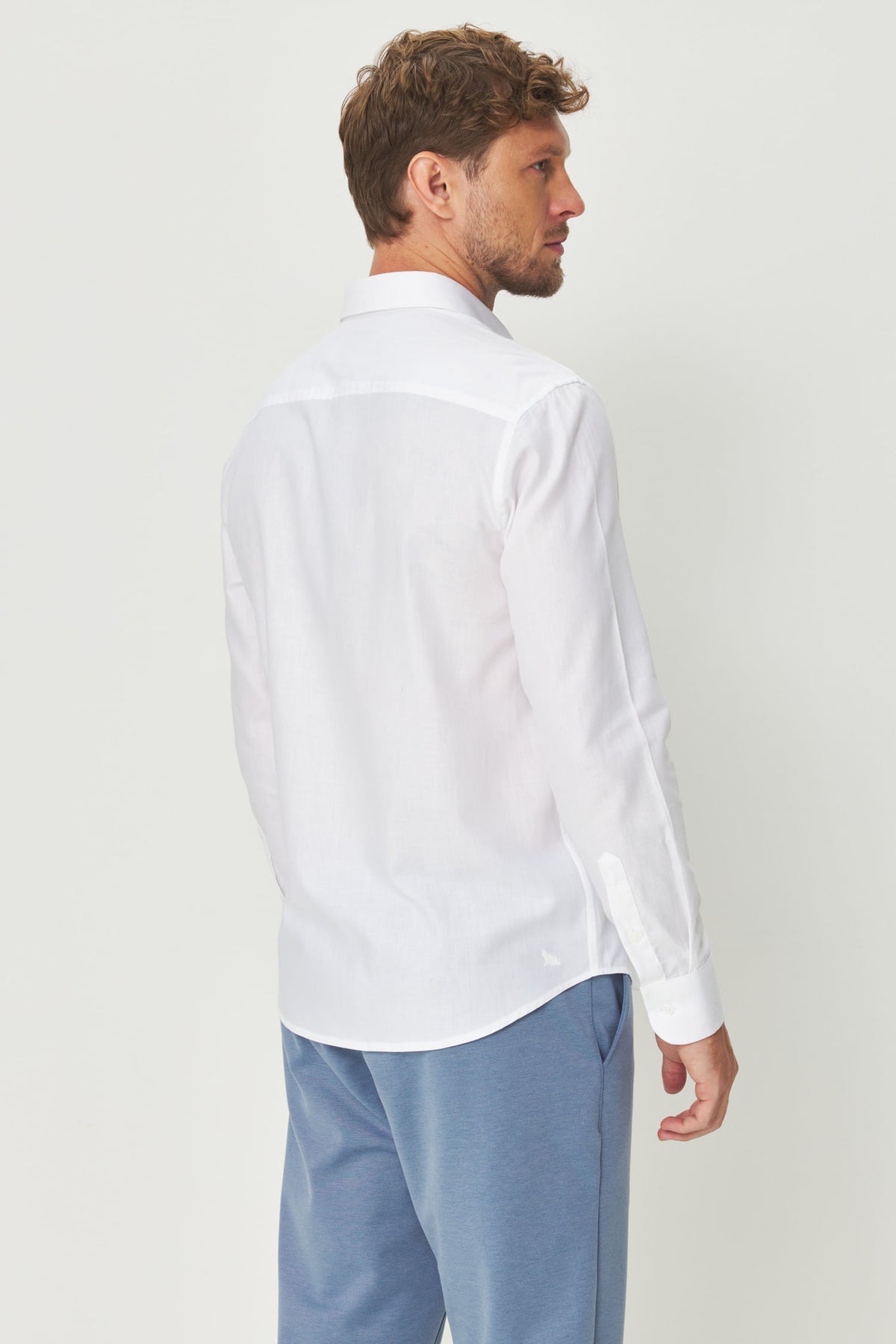 Camisa Scrivania Manga Longa Masculina Acostamento Branco