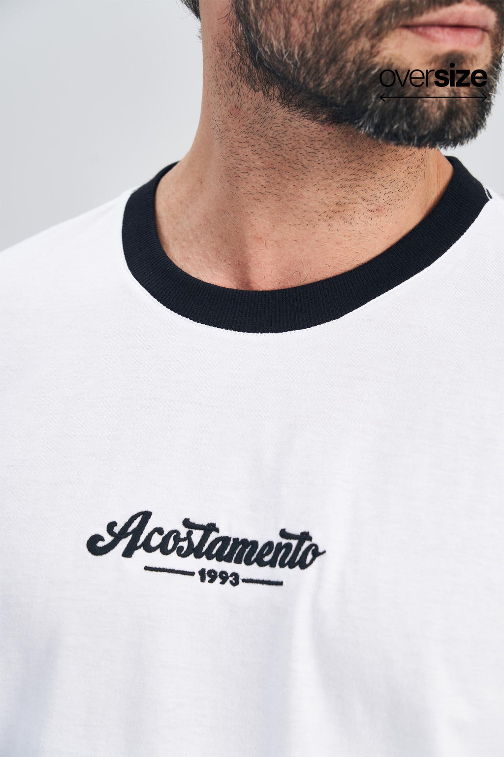Camiseta Color Contrast Masculina Oversize Acostamento Branco