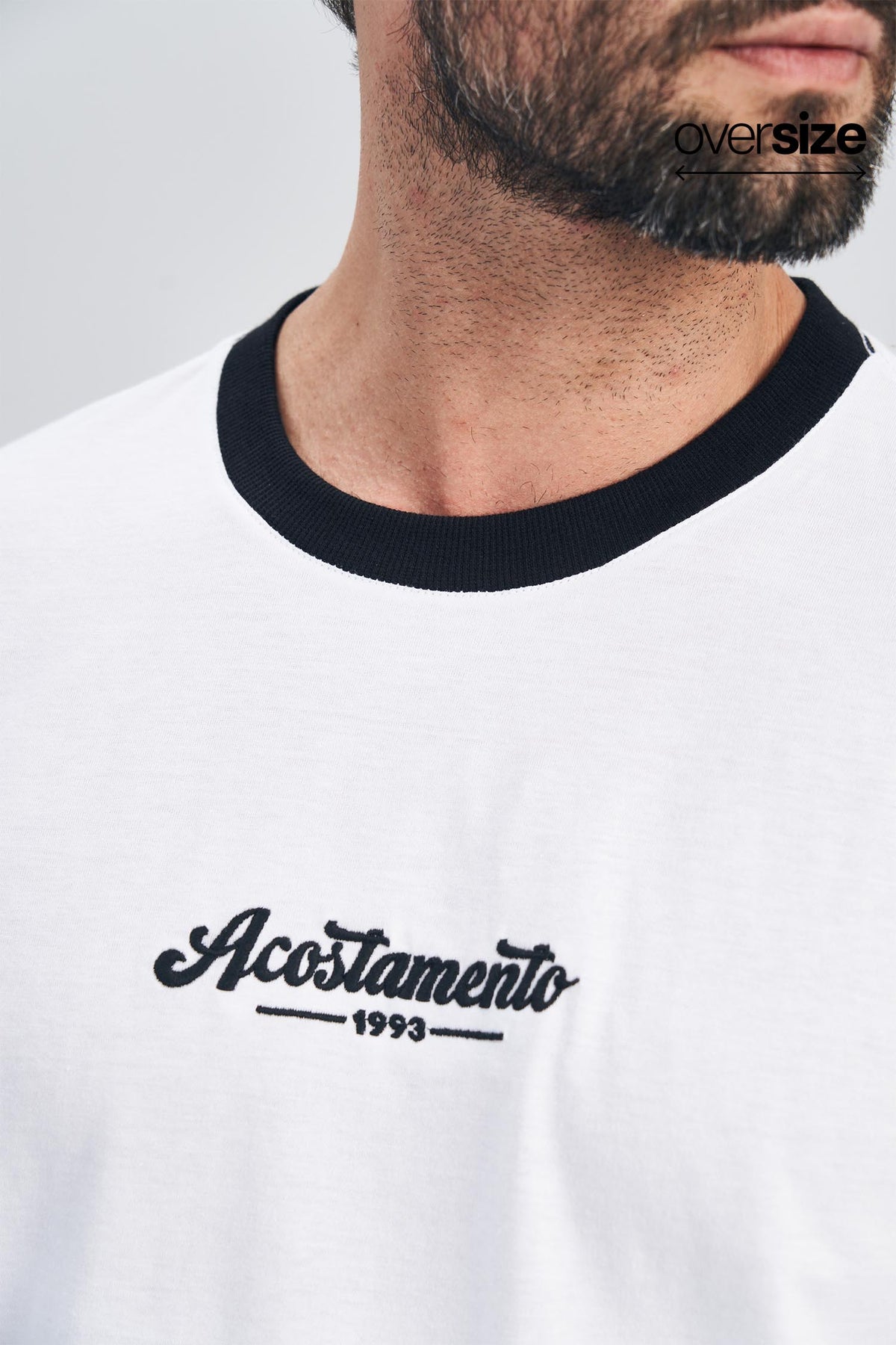 Camiseta Color Contrast Masculina Oversize Acostamento Branco