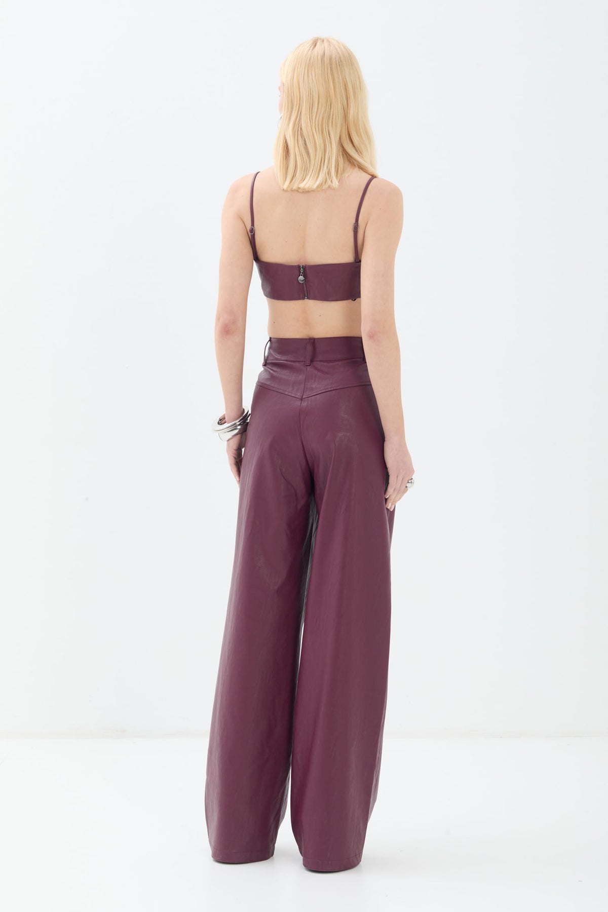Calça PU Cintura Alta ACT Feminina Deep Ruby