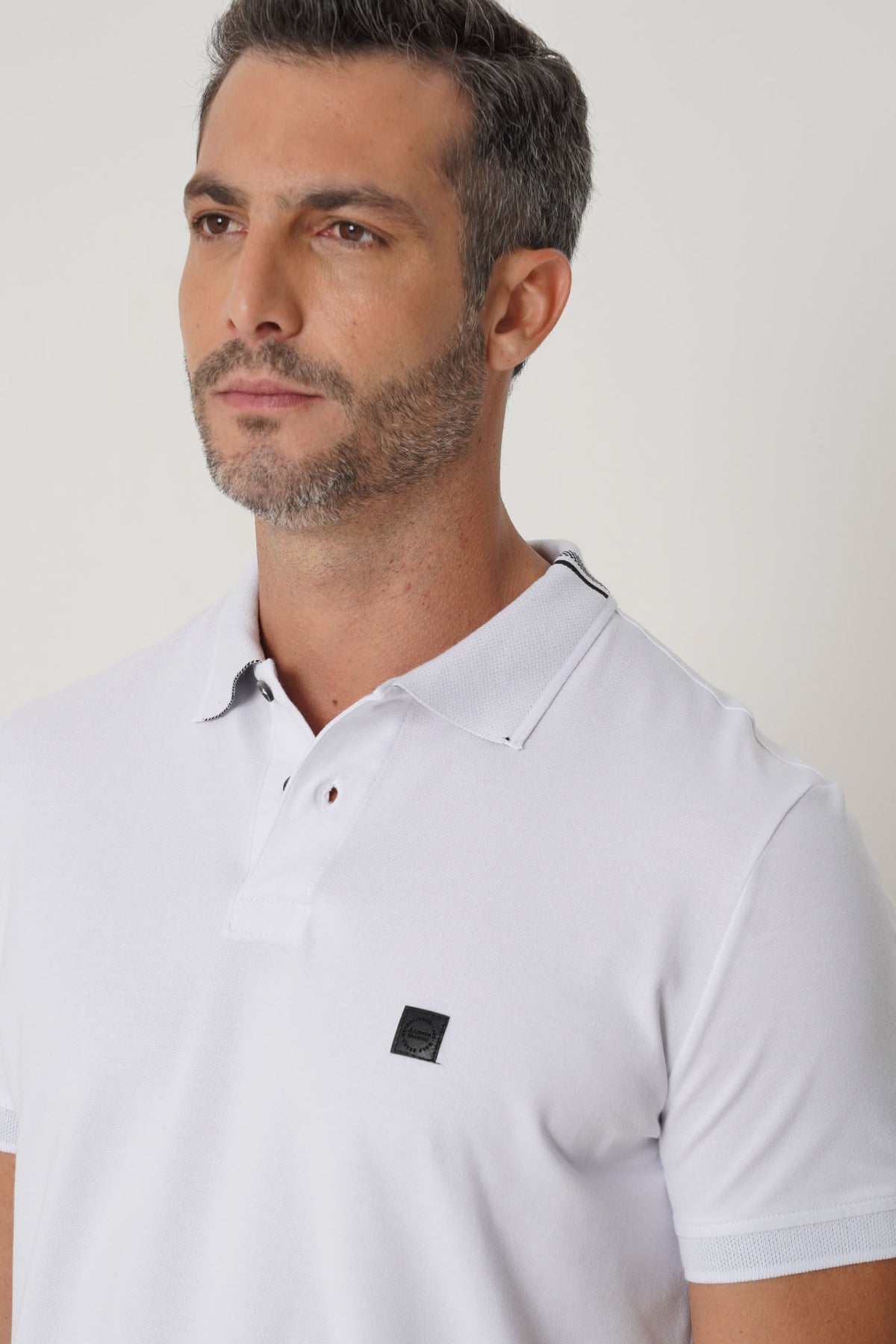 Polo Classic Masculina Acostamento Branco