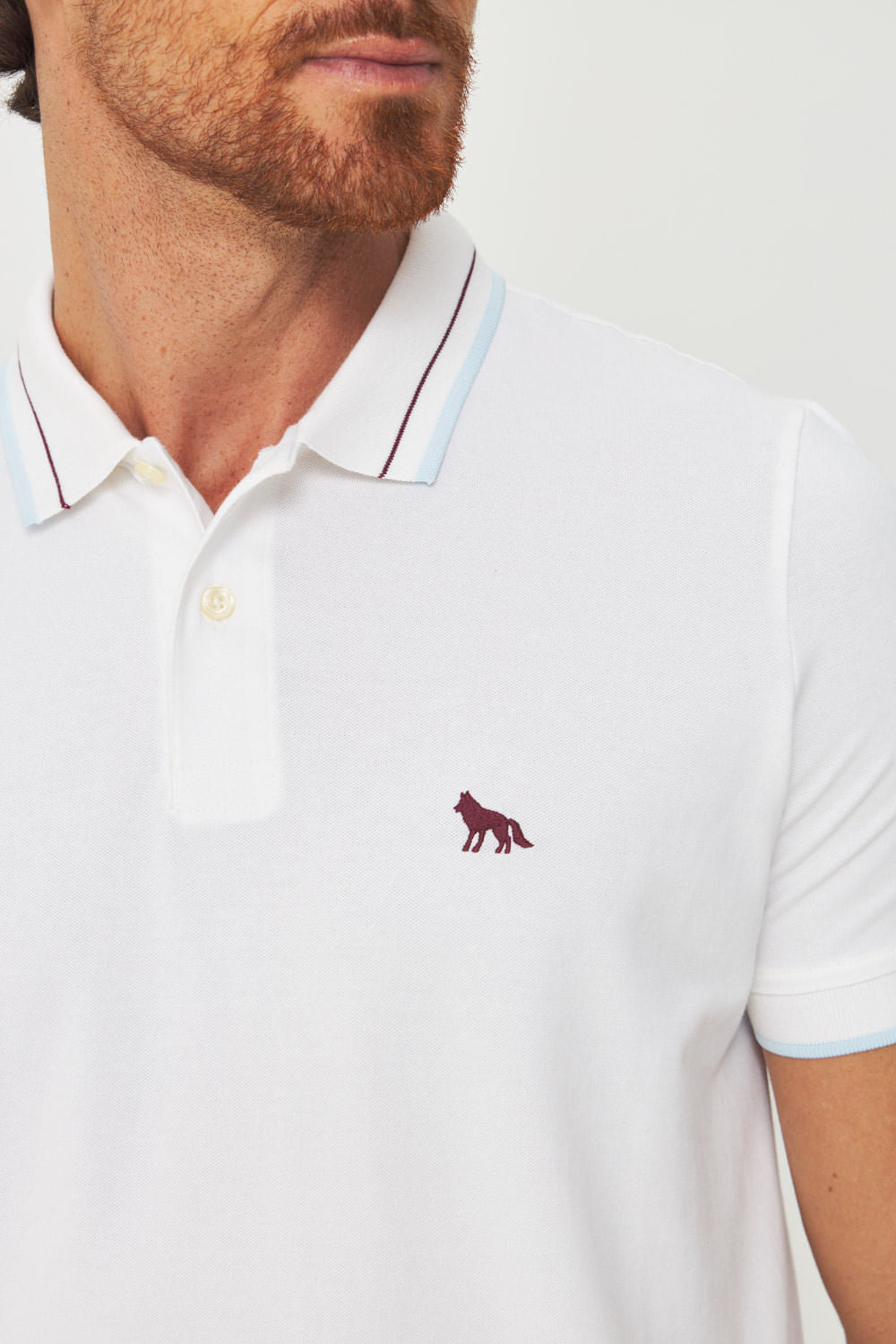 Polo Detalhe Gola Masculina Acostamento Off White