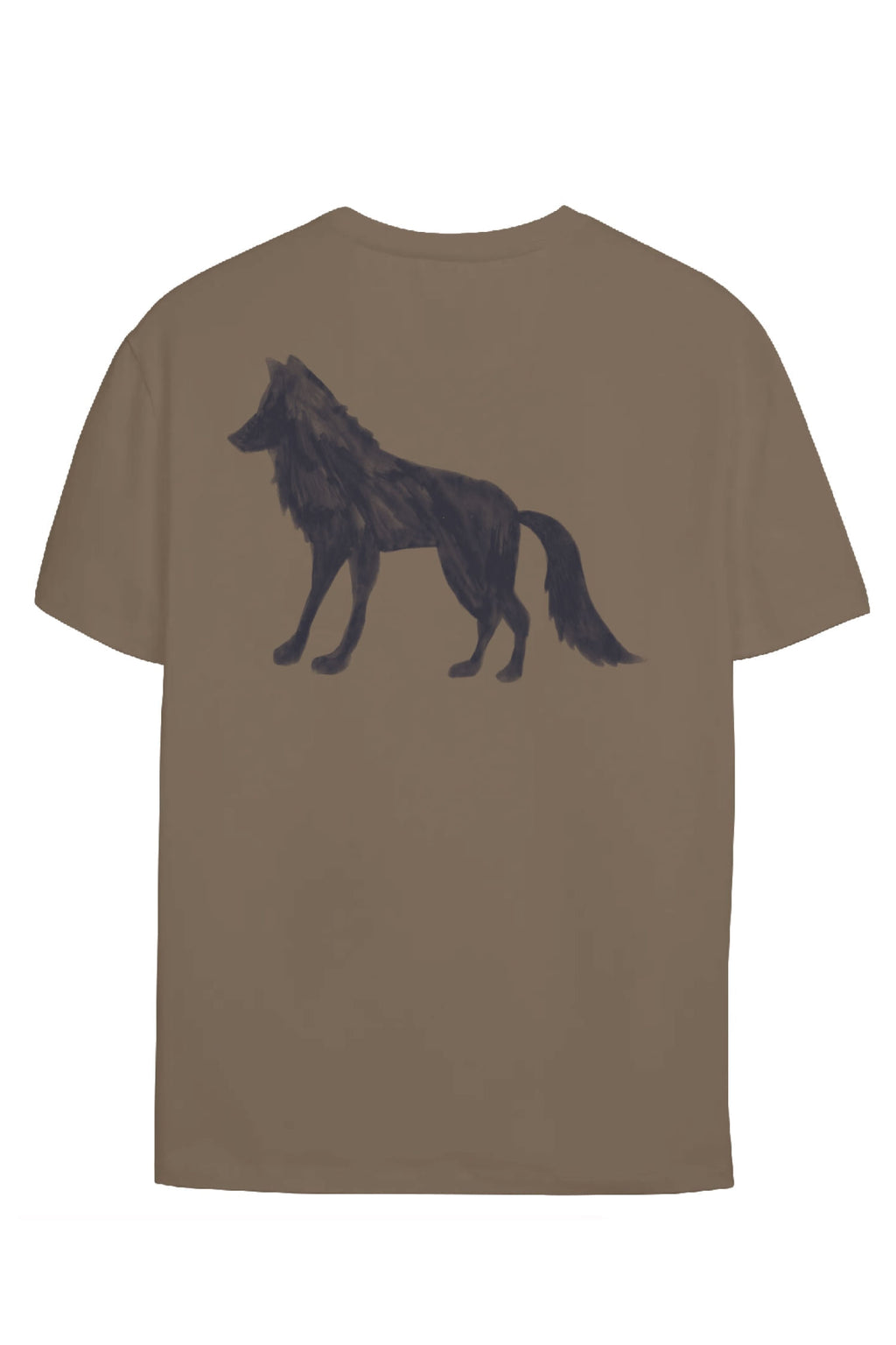 Camiseta Lobo Costas Masculina Oversize Acostamento Bege Caqui