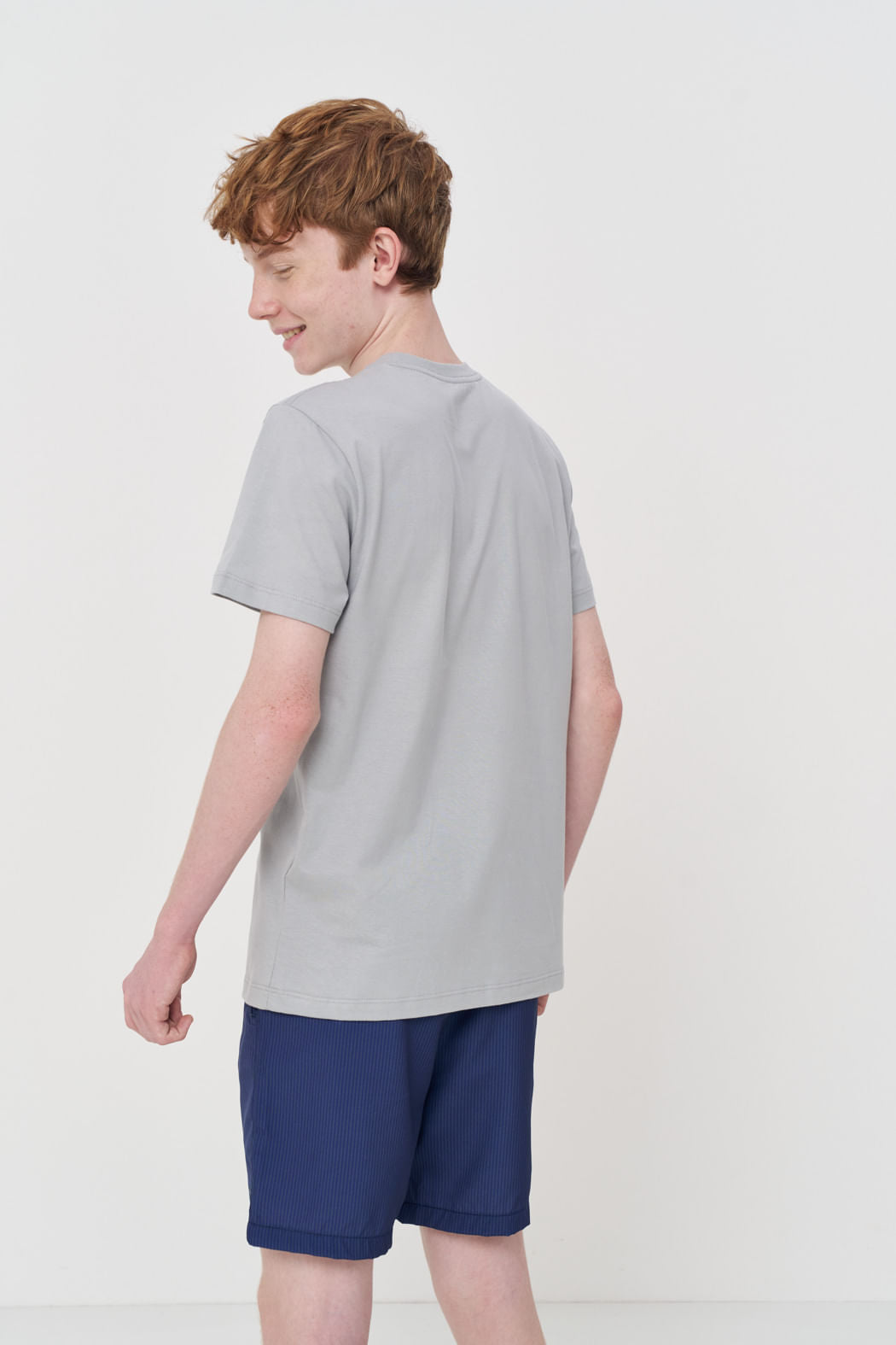 Camiseta Básica Algodão Menino Acostamento Next Azul Neblina