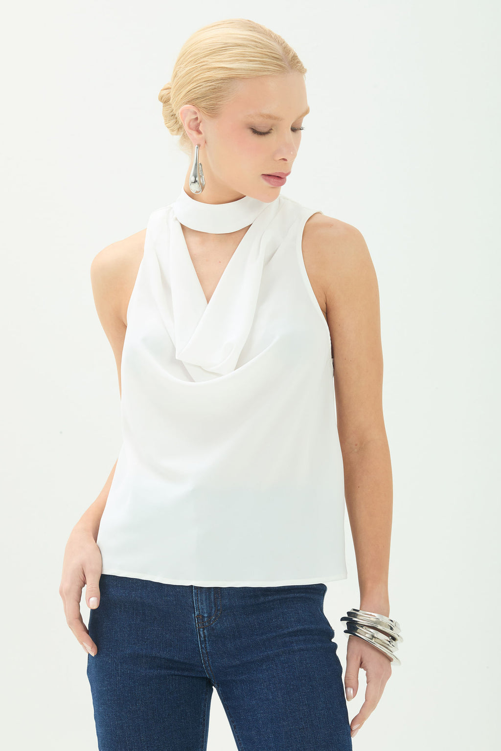 Blusa Gola Alta com Degagê ACT Feminino Off White