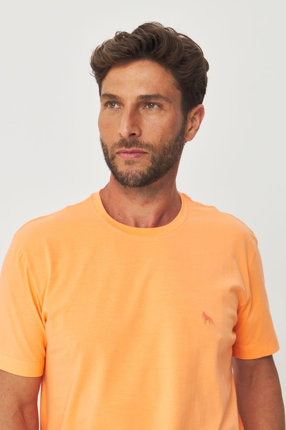 Camiseta Essential Lobo Masculina Acostamento Sweet Orange