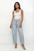 Calça Jeans Barrel Casual ACT Feminina Jeans Claro