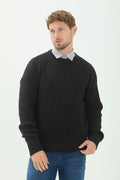 Suéter Tricot Gola Redonda Masculino Acostamento Preto