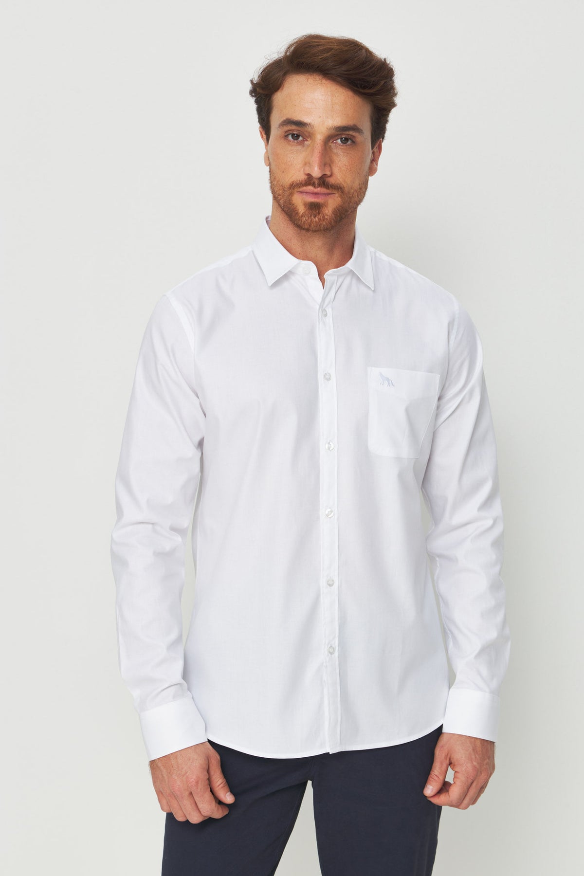 Camisa Manga Longa Scrivania Masculina Acostamento Branco