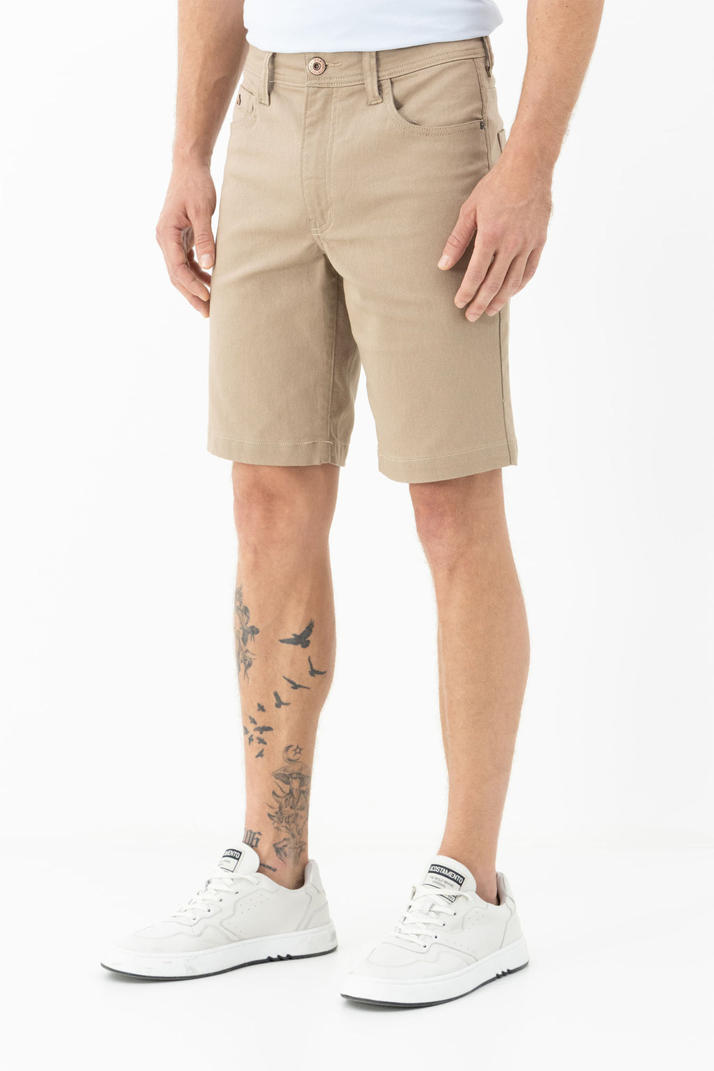 Bermuda Sarja Casual Masculina Acostamento Khaki