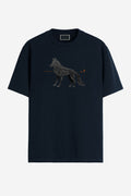 Camiseta Wolf Print Masculina Acostamento Marinho