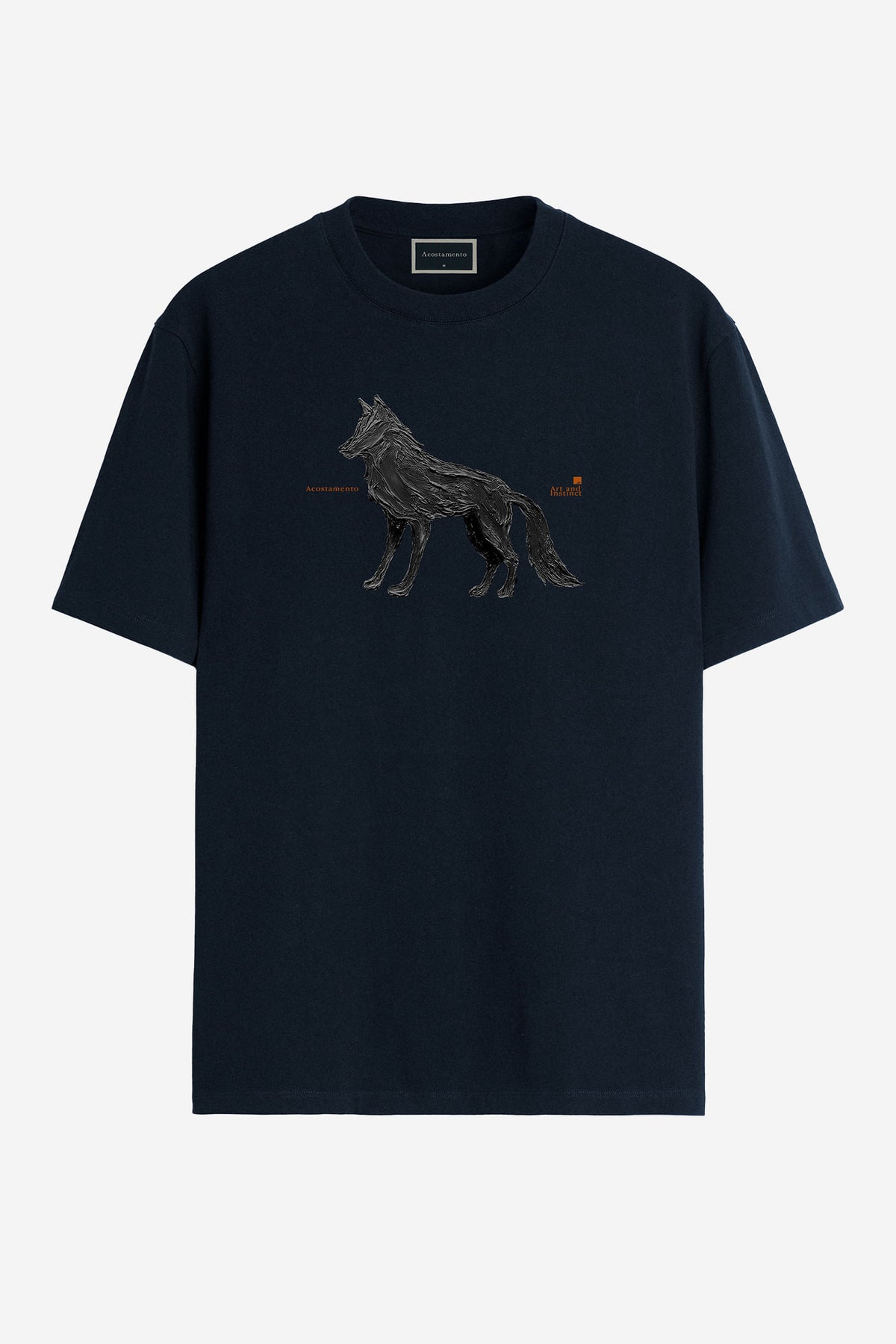 Camiseta Wolf Print Masculina Acostamento Marinho