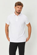 Polo Pima Masculina Acostamento Branco