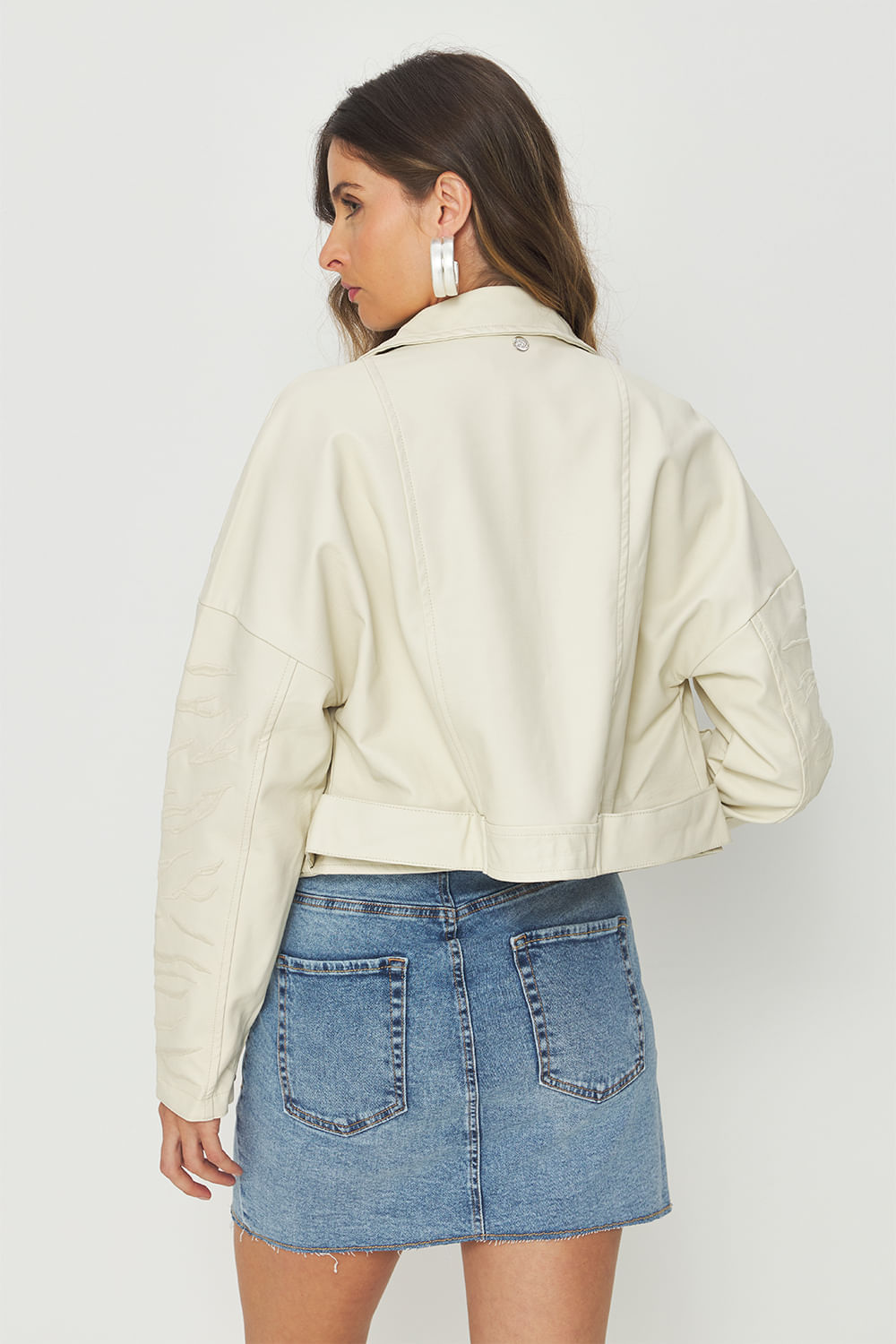 Jaqueta Biker PU Feminina Acostamento Areia